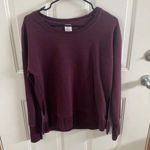 Athletic Works purple long sleeve top with thumb holes and slits up the sides